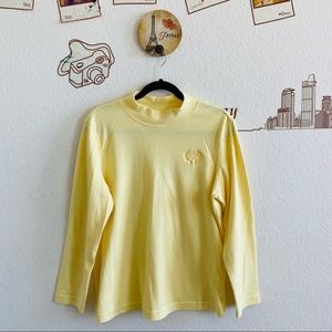 Blair Yellow Logo Detail Mock Neck Long Sleeve Top